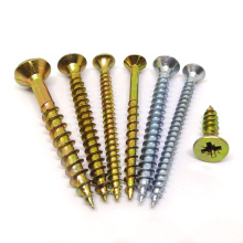 din 7505 yellow and white zinc plated pozi double flat head chipboard spax screw
